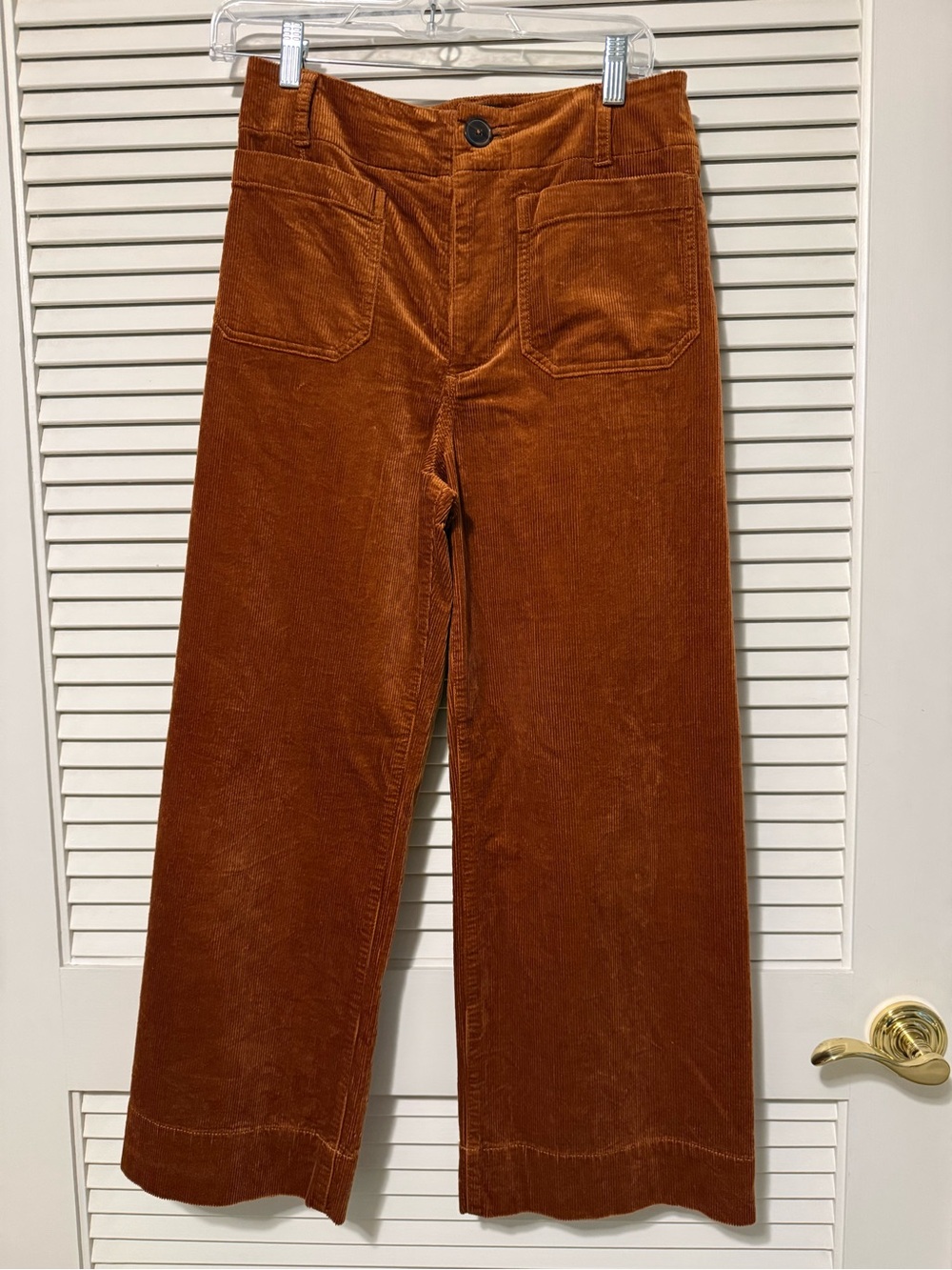 Maeve Corduroy Wide-Leg Pants - Rust Brown
